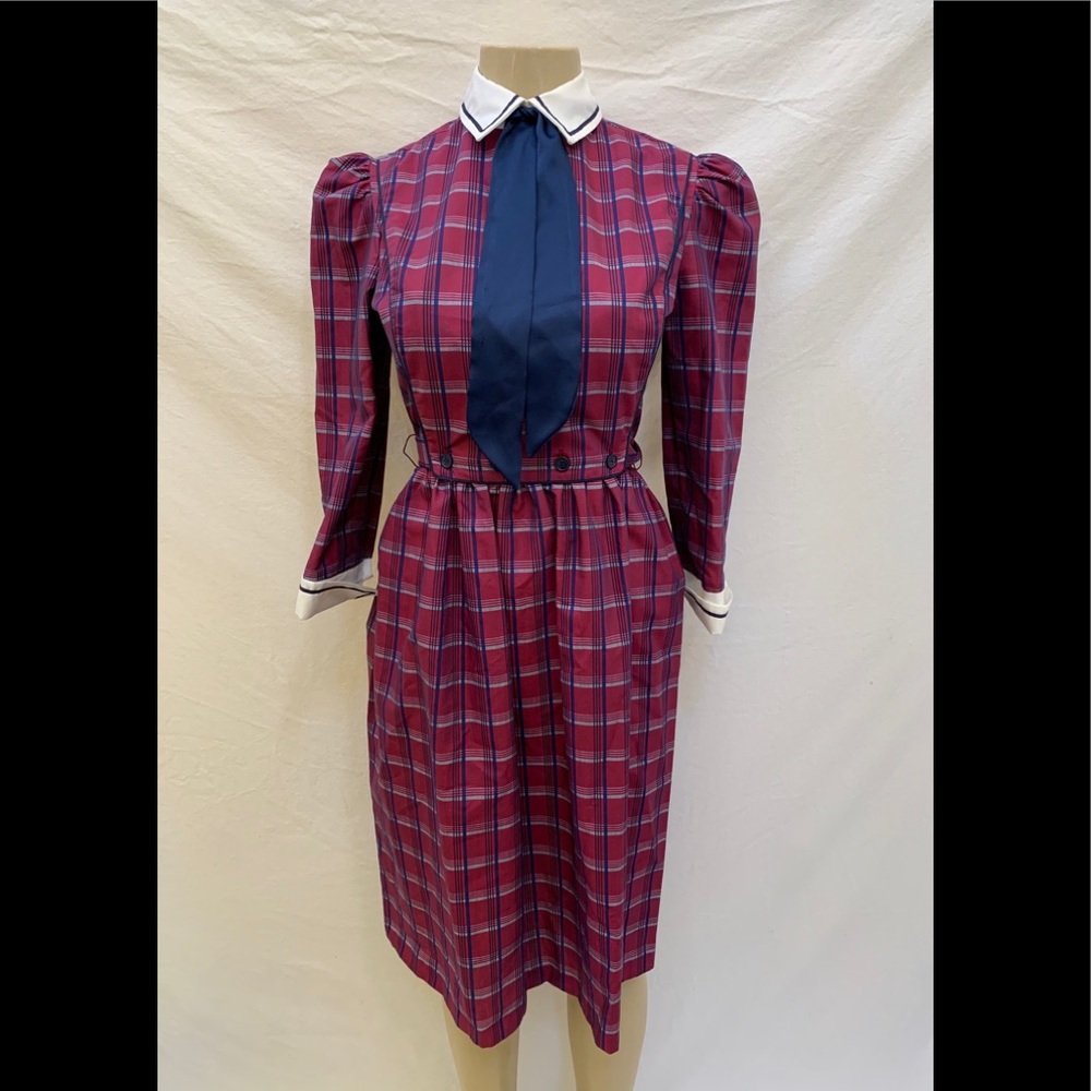 VTG ACT I Size 3-4 Plaid 3/4 Sleeve Collared Dress - Picture 2 of 13